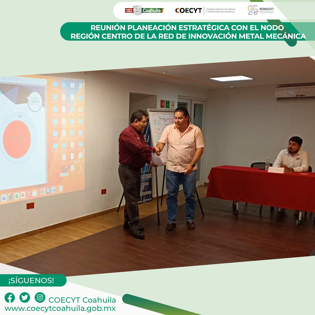 coecytcoahuila's tweet photo. En instalaciones del COECYT región centro, el M.C. Avelino Hernández, inició productiva reunión de planeación estratégica con el Nodo Región Centro de la Red de Innovación Metal Mecánica (RIMM). Gracias al Lic. Óscar Aguilar por su apoyo a la RIC.

#FuerteCoahuilaEs
@vmario_garza https://t.co/n1KtUijKAG