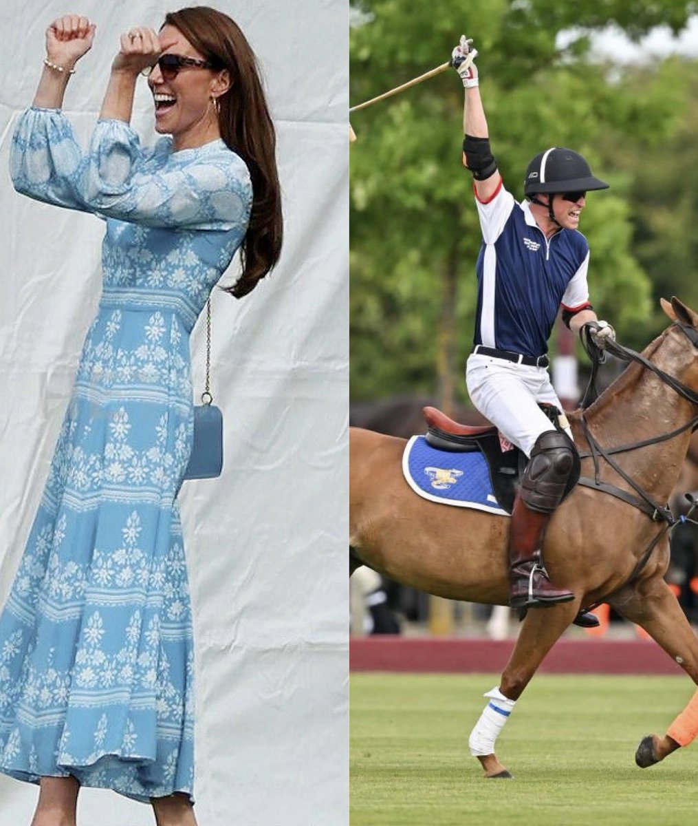 cambridgepower's tweet photo. The way they celebrated the victory today at the end of the polo match.๐ #winningcouple
#PrinceandPrincessofWales https://t.co/36YeEKeeWl