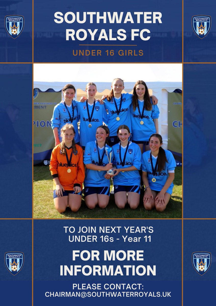 ACB Football Coaching (@acb_footycoach) on Twitter photo I will be managing the <a href="/girls_royals/">Southwater Royals Girls Team</a> U16s for the upcoming 2023/24 season;
โก๏ธ Weโre looking to add more players to our squad.
๐ฒ Get in touch if interested via DM or email mentioned.
Like/RT to help spread the word ๐โฝ๏ธ I will be managing the <a href="/girls_royals/">Southwater Royals Girls Team</a> U16s for the upcoming 2023/24 season;
โก๏ธ Weโre looking to add more players to our squad.
๐ฒ Get in touch if interested via DM or email mentioned.
Like/RT to help spread the word ๐โฝ๏ธ
