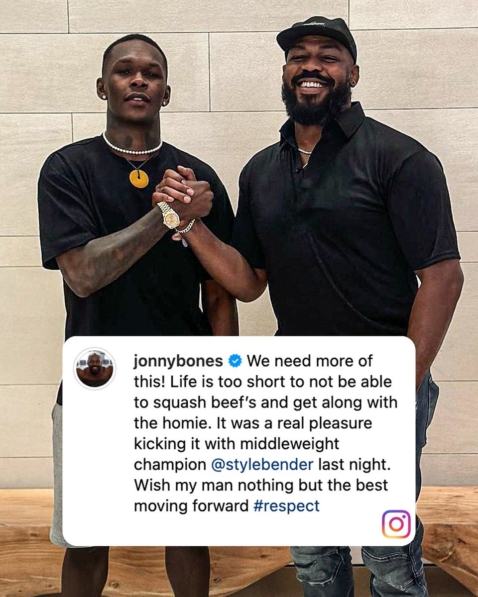 Nothing but respect from Jones to Adesanya 🤝

(via <a href="/JonnyBones/">Jonny Meat</a>)