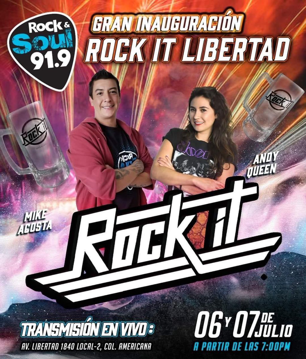 andyyqueenmx's tweet photo. Hoy y mañana nos toca inaugurar el nuevo @somosrockit de la mano del equipo de @RockSoul919 y mi buen amigo Mike Acosta 🤟🏻🖤🎶 

¡Ahí nos vemos! 🎙️📻 https://t.co/I5THMbn3Wa