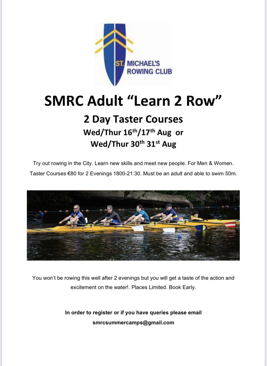 Looking to try a new hobby and to meet new people? 

Our Adult Learn to Row taster courses are back this August! 

Email smrcsummercamps@gmail.com if interested 🚣🏼‍♂️