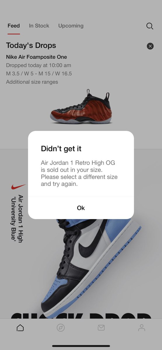 TheSneakerDad's tweet photo. Not shocking that I didn’t get ‘em today. #snkrs #Jordan https://t.co/UiciPYdaBH