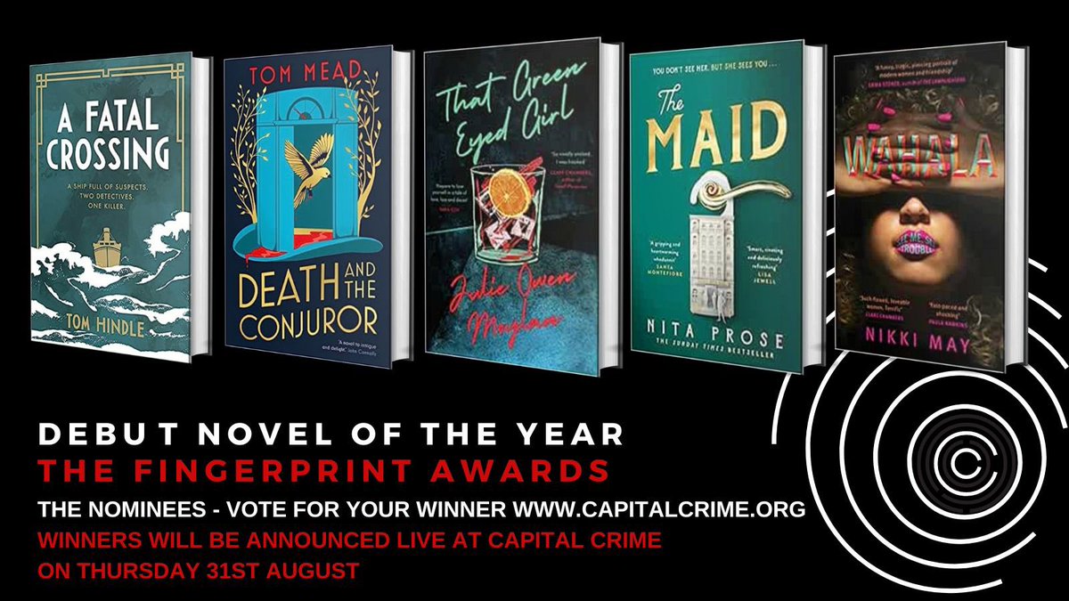 JenMedBkReviews's tweet photo. The Debut Crime Novel of the Year shortlist is:
Congratulations to nominees @TomHindle3 #TomMead @JulieOwenMoylan @NitaProse @NikkiOMay
@CapitalCrime1 #fingerprintawards @FMcMAssociates https://t.co/pVqeTSxrYp