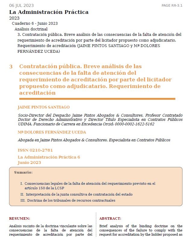 María Dolores Fernández Uceda (@mdfucp) on Twitter photo Consecuencias de la falta de atención del requerimiento de acreditación por parte del licitador propuesto como adjudicatario. Para @aranzadi_esp Con <a href="/pintos_jaime/">Jaime Pintos Santiago</a> 👇👇 Consecuencias de la falta de atención del requerimiento de acreditación por parte del licitador propuesto como adjudicatario. Para @aranzadi_esp Con <a href="/pintos_jaime/">Jaime Pintos Santiago</a> 👇👇