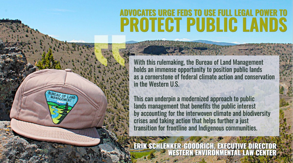 westernlaw's tweet image. NEWS RELEASE: Advocates applaud intent of proposed @BLMNational #PublicLands conservation rule, offer improvements including #EnvironmentalJustice

westernlaw.org/advocates-appl…

@SierraClub @foe_us @WildWorkshopCO @wildearthguard