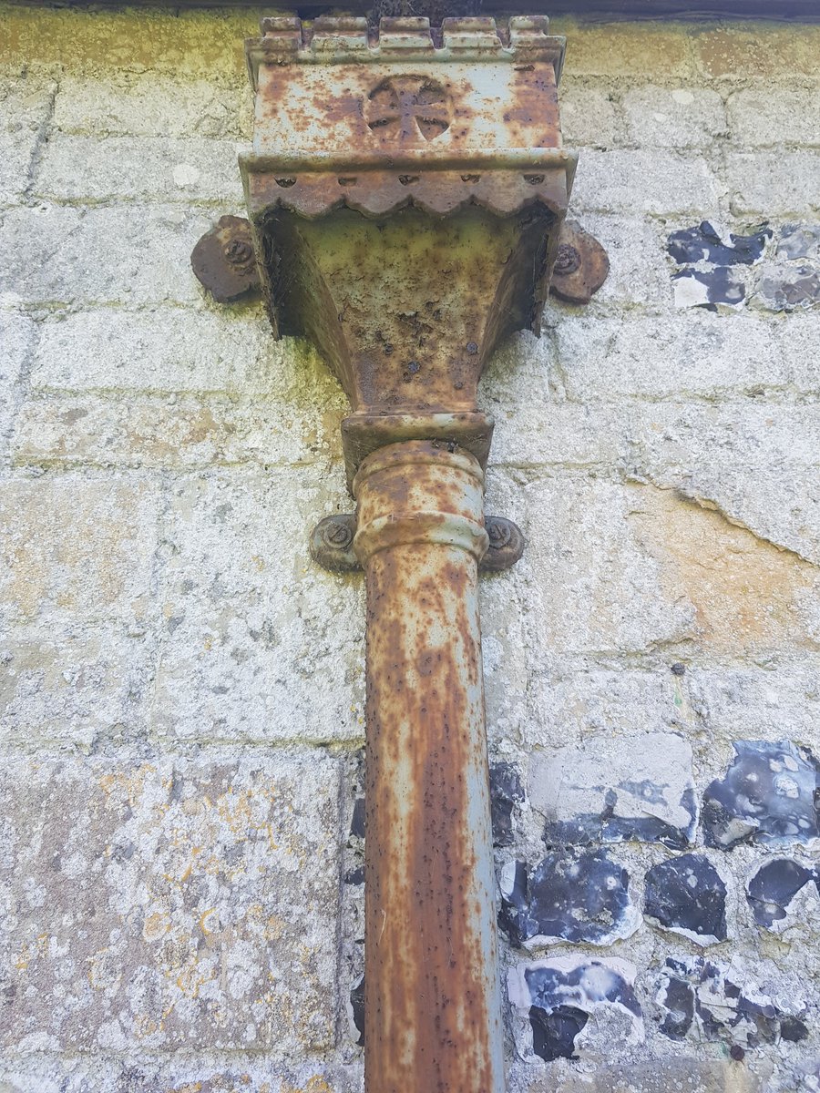 TheHistoryMouse's tweet photo. Even the downpipe hopper has that kind of rusty chic. I'm moving on soon but this really is an absolute gem of a church #Knook #Wiltshire #IronworkThursday https://t.co/uKRdNNN4RK