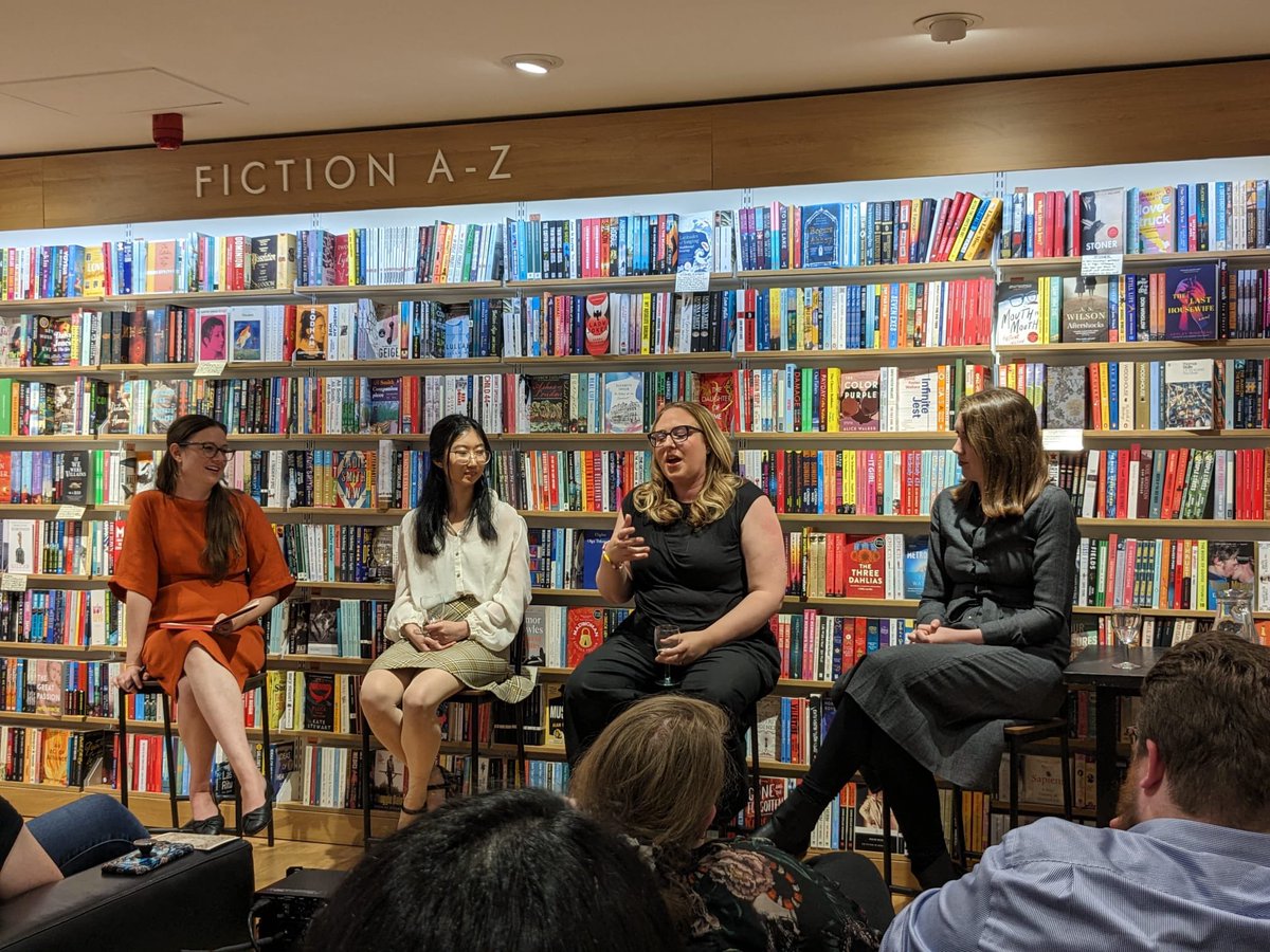 At a fabulous waterstones event with <a href="/AmieKaufman/">Amie Kaufman News + Updates</a> <a href="/AnnSeiLin1/">Ann Sei Lin ~ REBEL DAWN 🌅 ~</a> <a href="/kwebberwrites/">Katherine Webber Tsang</a> &amp; <a href="/say_shannon/">Samantha Shannon (Updates Only)</a> 😍 We can’t get enough of these stories!
