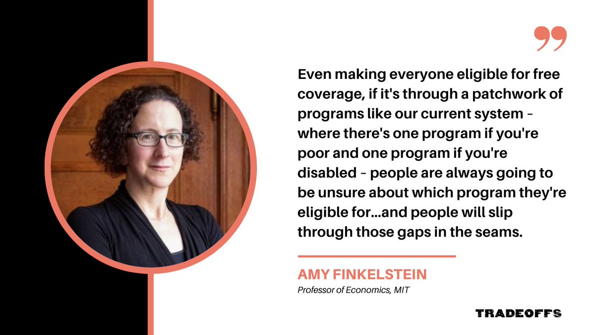 Tradeoffs (@tradeoffspod) on Twitter photo Economist Amy Finkelstein says after 20+ years studying America's patchwork health insurance system, she's now convinced it's broken beyond repair.
She talks with <a href="/dmgorenstein/">Dan Gorenstein</a> about how she came to that conclusion and what a new system could look like.
tradeoffs.org/2023/07/06/uni… Economist Amy Finkelstein says after 20+ years studying America's patchwork health insurance system, she's now convinced it's broken beyond repair.
She talks with <a href="/dmgorenstein/">Dan Gorenstein</a> about how she came to that conclusion and what a new system could look like.
tradeoffs.org/2023/07/06/uni…