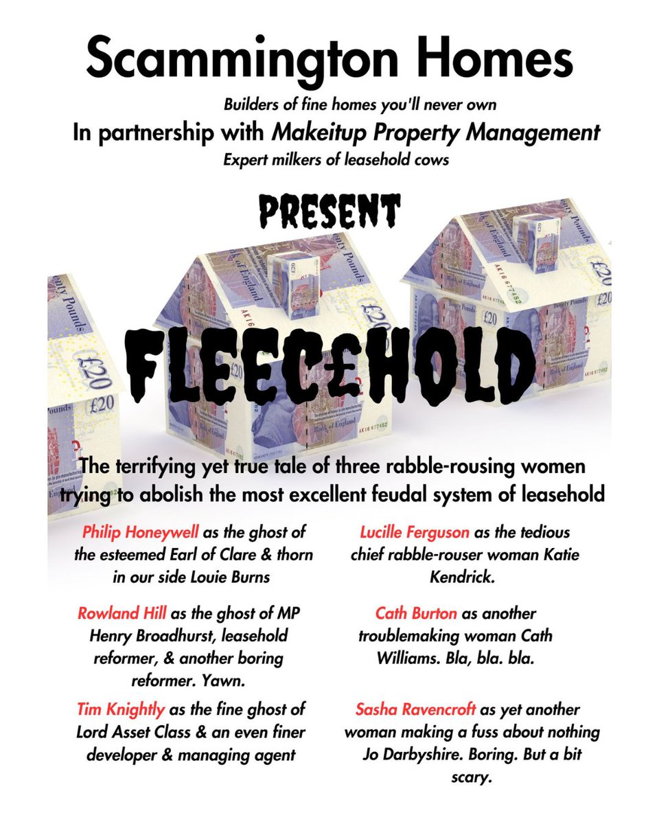 Just 5 tickets left for Fleecehold on Sat, July 8 when <a href="/NLC_2019/">NLC - KATIE KENDRICK OBE - LEASEHOLD CAMPAIGNER</a>  #founders do a Q&amp;A as part of National Day of Action <a href="/HousRebellion/">HousingRebellion</a> after the #play Tickets also available Friday, July 7 at The Green Room #Folkestone  
#leaseholdscandal #leaseholdersunite #commonhold