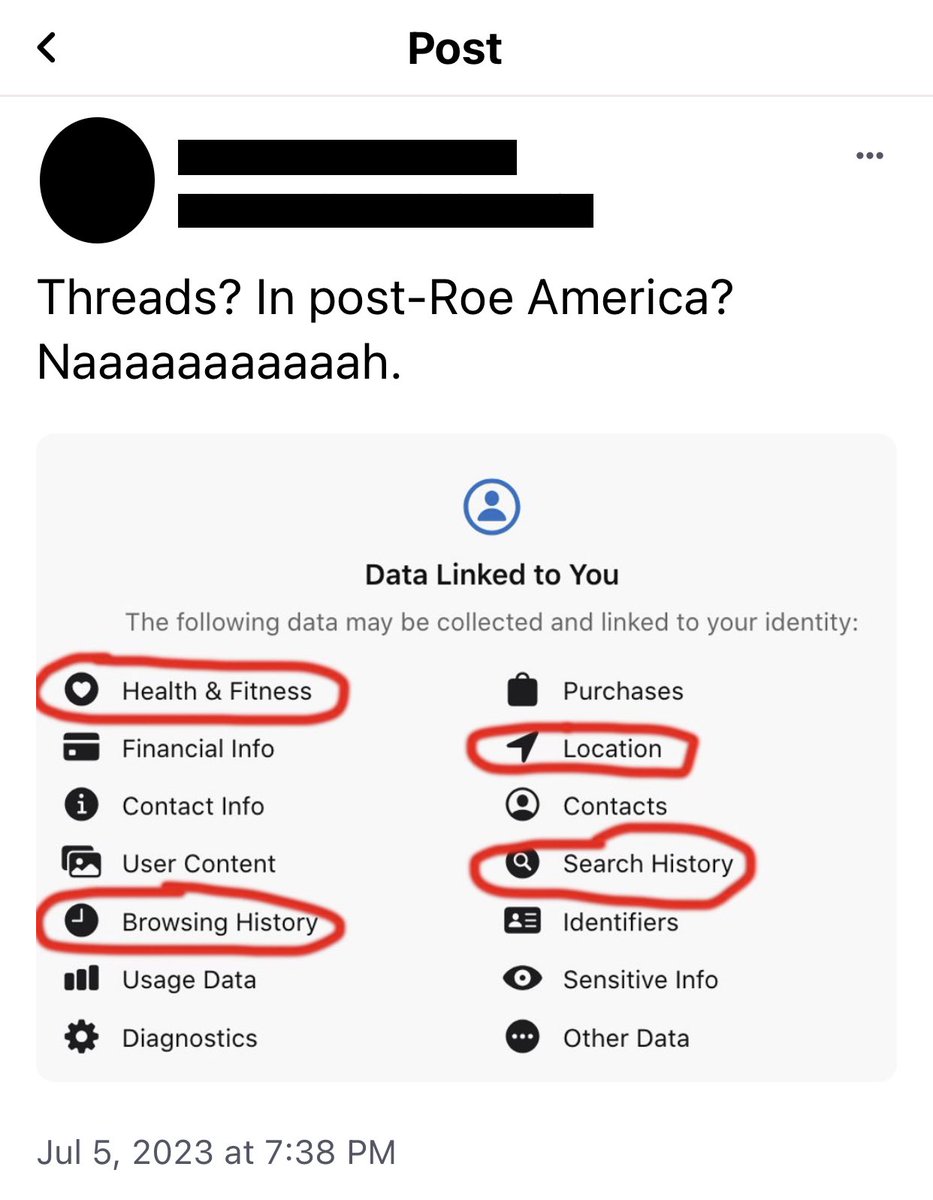 IMPORTANT INFO ABOUT #Threads:

Meta hands user info over to police, and the only way to delete your account also deletes your Insta.

If you are at all involved in sexual and pregnancy healthcare in the US, don't use it.

No wonder the EU won't allow the app there. #ThreadsApp