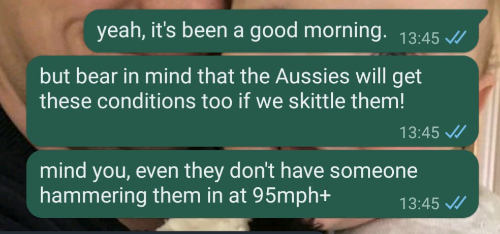 Runs since I messaged this to someone an hour ago: 110
Wickets taken since I messaged this to someone an hour ago: 0

Sorry I fucked the Ashes, everyone. #TheAshes2023