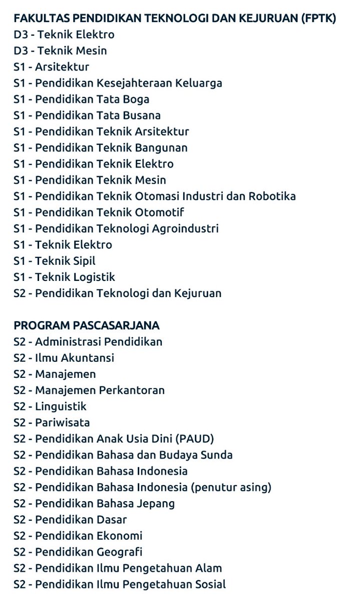 IDGeografi's tweet photo. Universitas Pendidikan Indonesia (UPI)
Fakultas dan Jurusan

#UPI #GI_fakultasdanjurusan
Part (2) https://t.co/CKORWvCy9j