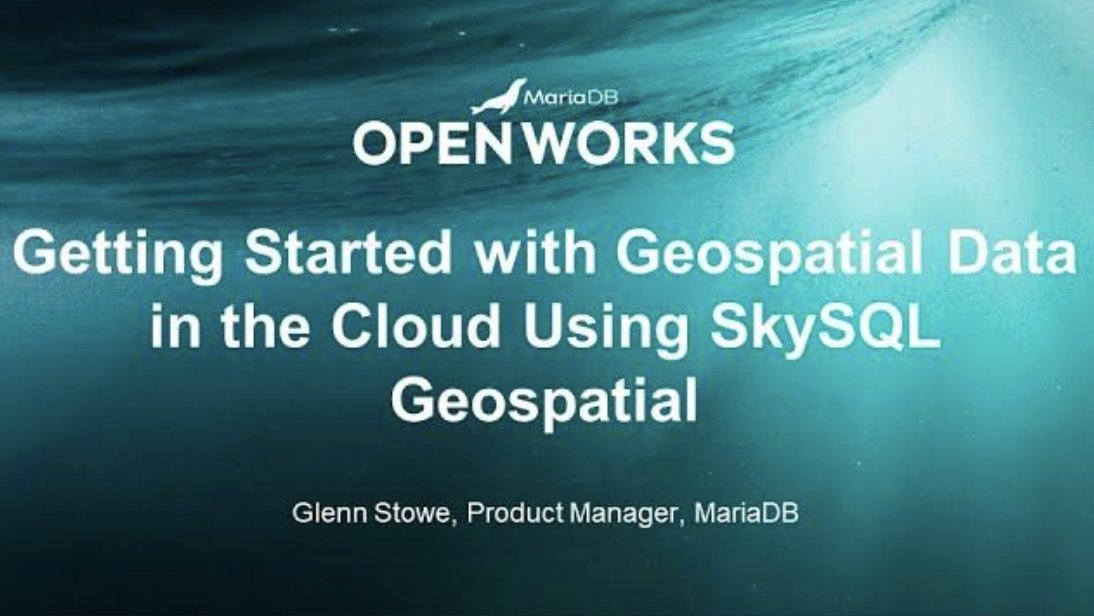 mariadb's tweet image. #Geospatial #data provides invaluable insights into the Earth’s surface and atmosphere, but how do we get started?

Glenn Stowe shares how integration with the #SkySQL ecosystem makes it easier than ever: youtube.com/watch?v=mgiNpH… 

#MariaDB #OpenWorks23