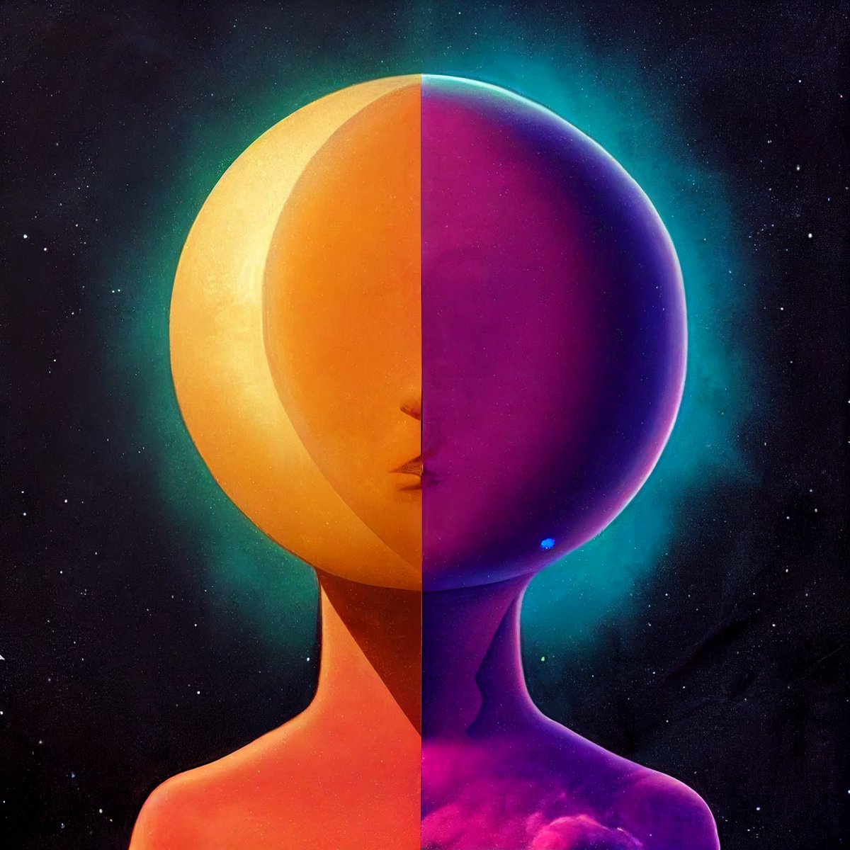 EMWorld08's tweet photo. Stellar Sentinels🤚✋
Art for sale! 
Both on Earth and in space, each being presents two faces throughout its life depending on the situation.
#Bitcoin📷📷 #Space #Aliens #planets #NFT #NFTMarketplace #nftart #nftcollector #binanceNFT #MATIC #Polygon #art #digitalart #ChatGBT4 https://t.co/gGpzhl1KFH