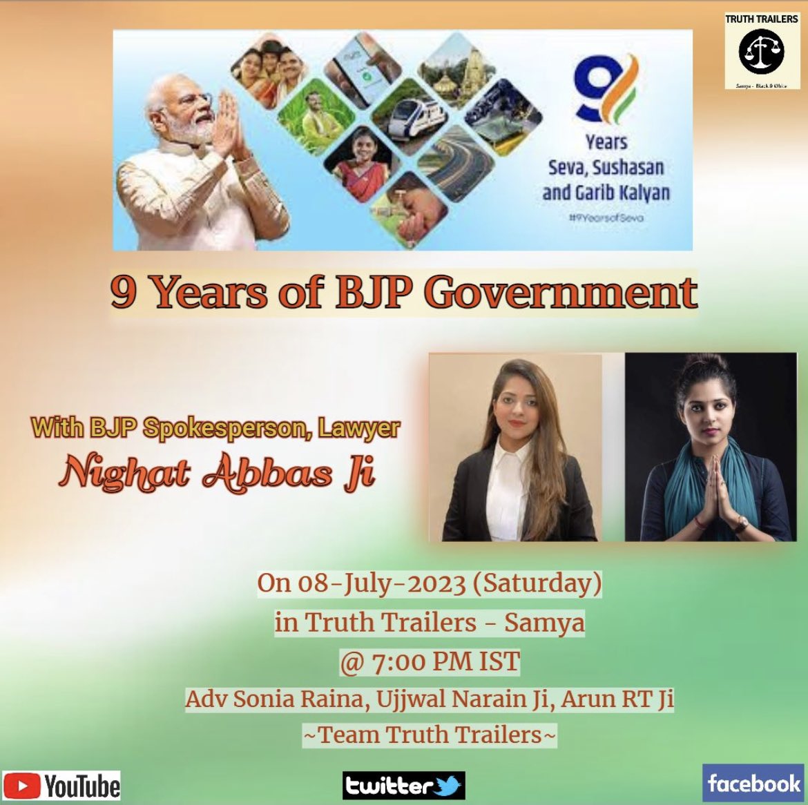 soniaRainaV's tweet photo. Let's celebrate the existence of a Govt which has shown how nation can develop together....... 

9 Year's of BJP Government with Ms. Nighat Abbas on 8 the July @ 7 PM IST https://t.co/bcqhDh8gb7