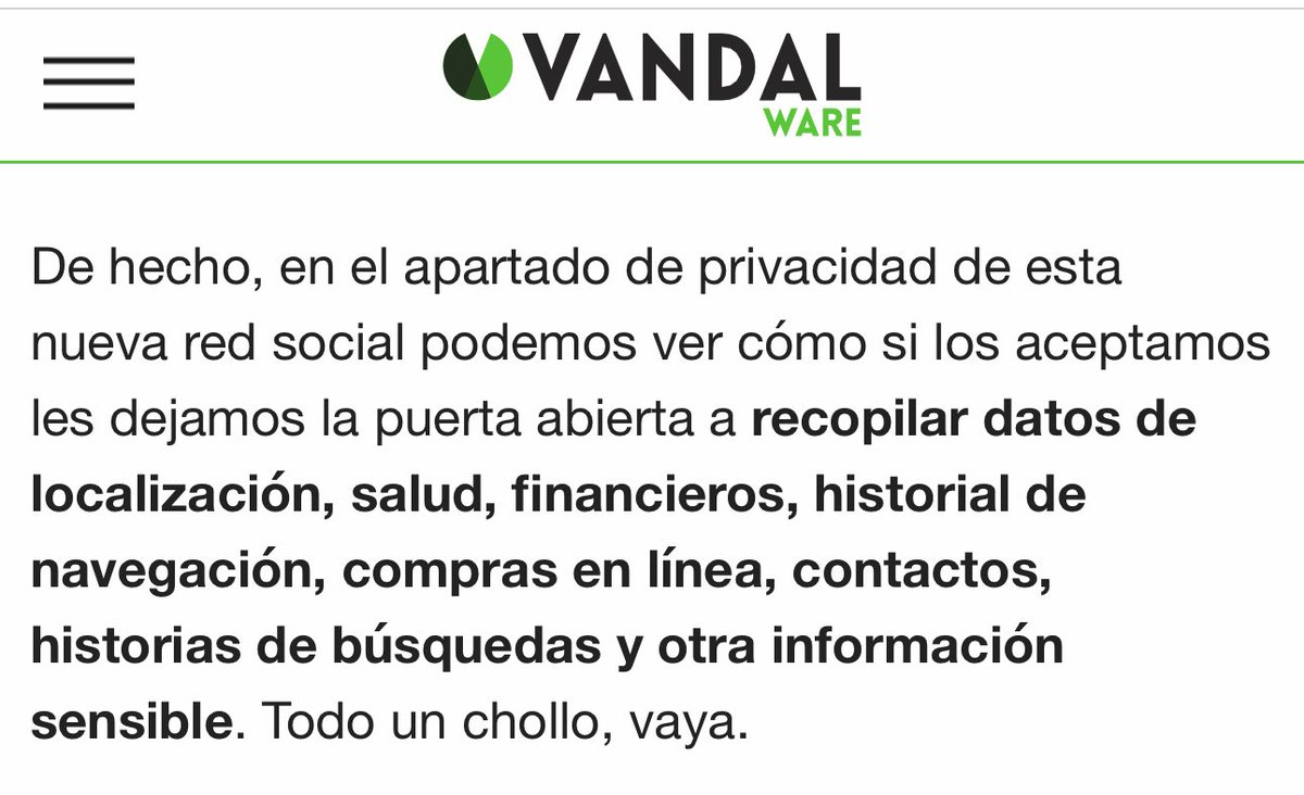 Pues venga… a recopilar más información.
Fuente ⁦<a href="/VandalWare/">Vandal Ware</a>⁩
