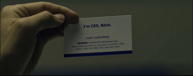 “I’m CEO, Bitch”

'Narcissism' &amp; 'Ego' is the most crucial traits of a great LEADER.

If you think this is BULLSHIT, Mark Zuckerberg is here to prove you wrong.

Here are 10 RARE Entrepreneurship lessons from “The Social Network” in a Cinematic Thread (the real one):