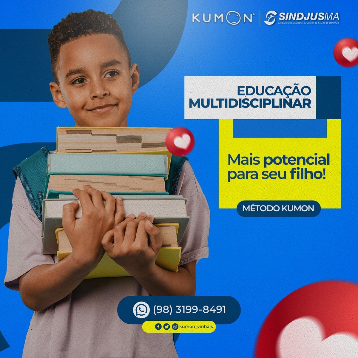 sindjusma's tweet photo. Desperte todo potencial com a Educação Multidisciplinar do método Kumon! 

Descubra como o aprendizado integrado pode abrir novas oportunidades e fortalecer sua trajetória educacional do seu filho ou filha. 

Para mais informações entre em contato com pelo fone (98) 3199-8491. https://t.co/095f8ZlICp