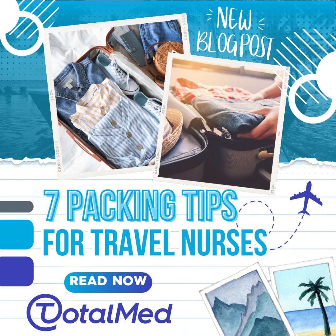 TotalMedStaff's tweet photo. New Blog Post!
Travel nursing packing made easy! 🧳✈️ Whether you're a seasoned pro or new to the game, we've got you covered. Say goodbye to packing stress with our expert tips. Check them out via the link in bio and pack like a pro! https://t.co/eyzgDoOsZb