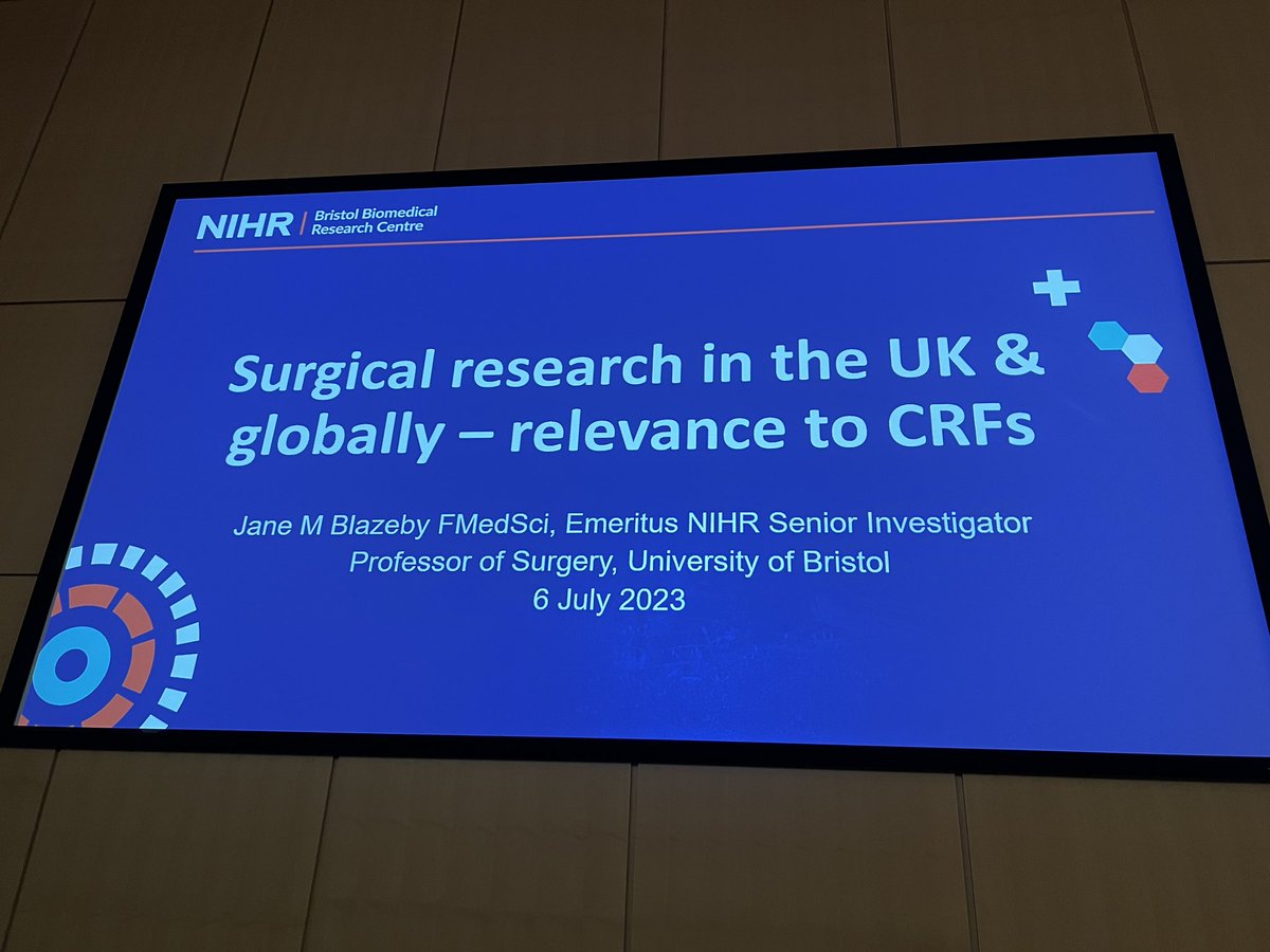 Professor Jane Blazeby, from the University of Bristol, is now taking the stage to talk to us about 👇

Surgical research in the UK &amp; globally - relevance to the CRFs 🔬🗣️

#CRFConf23