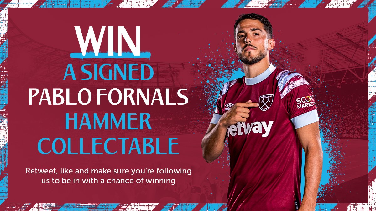 ⚒️| We have a signed Pablo Fornals 22/23 Hammer Collectable to giveaway! Retweet, like and make sure you're following us to be in with a chance of winning. #HammersHelp