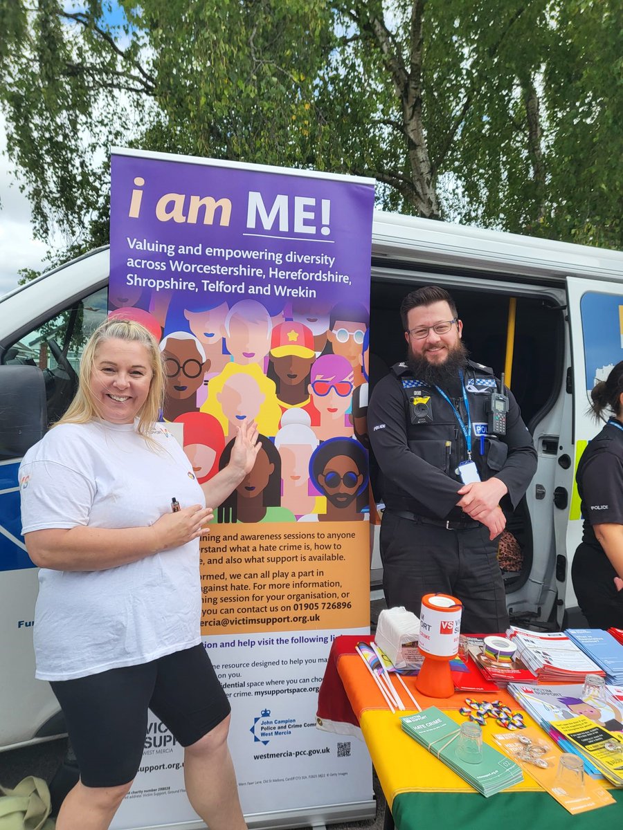 Karen &amp; Andrea from our Projects Team had great fun last weekend at Kidderminster Pride with <a href="/KMinsterCops/">Kidderminster Police</a>, raising awareness for our Hate Crime project i am ME!  This Saturday we'll be at <a href="/BromsgrovePride/">Bromsgrove Pride</a>, come along and see us.