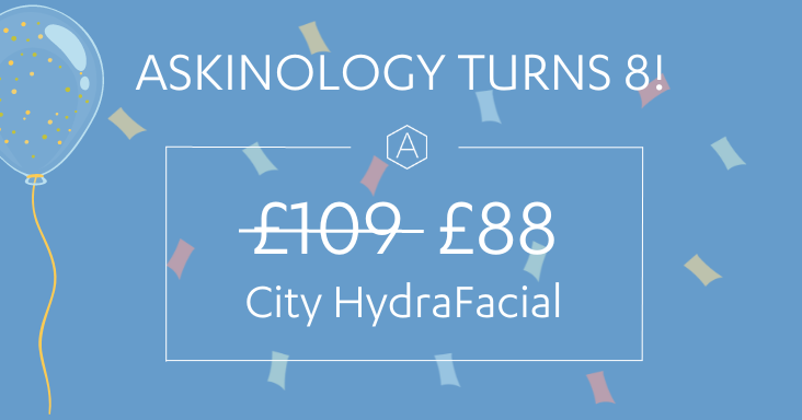 ASKINOLOGY's tweet photo. We're 8 years old! Have a City Hydrafacial for just £88. And we have 25% off mole removal - https://t.co/ZDnV3kEa8M https://t.co/mtPWju00zU