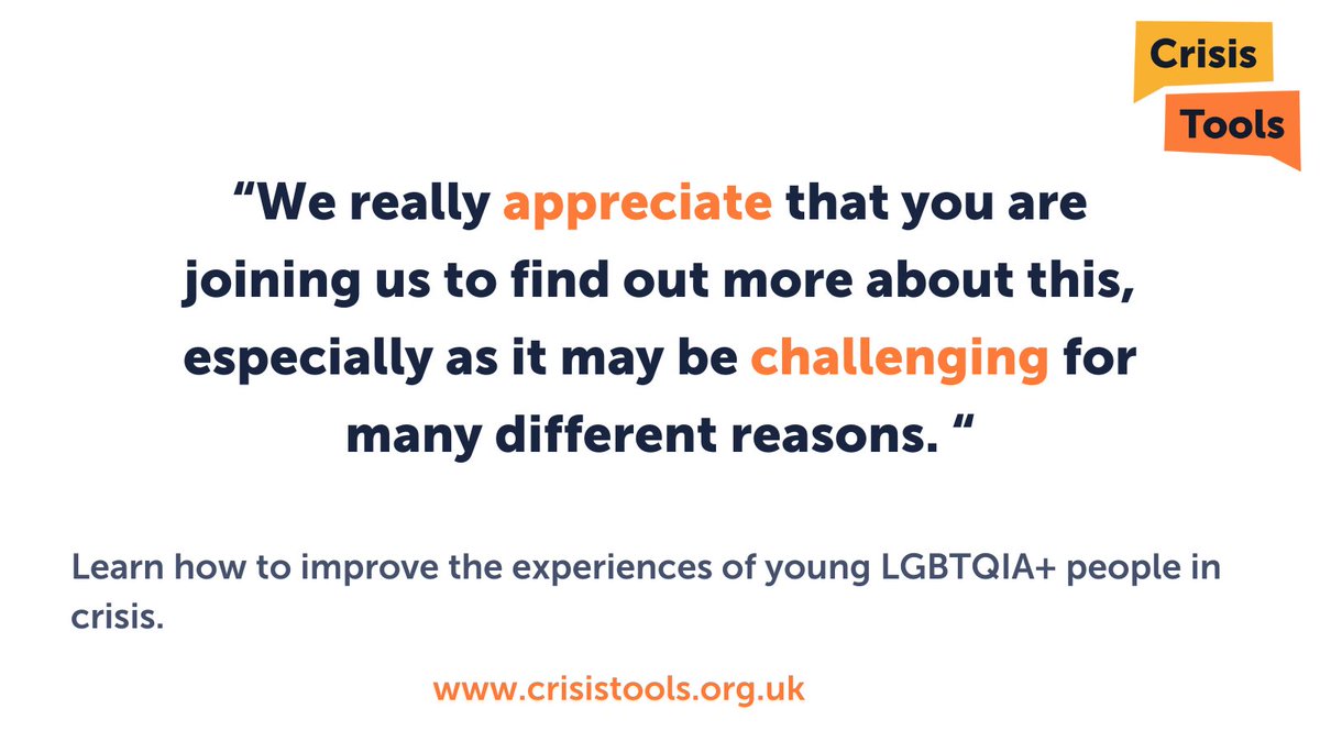 🤝 We're all in this together, and your understanding and acceptance can make a world of difference.

Hear real insights from LGBTQIA+ young people in the “What we need people supporting us in crisis to know” module from our LGBTQIA+ learning guides.

crisistools.org.uk/training/lgbtq…