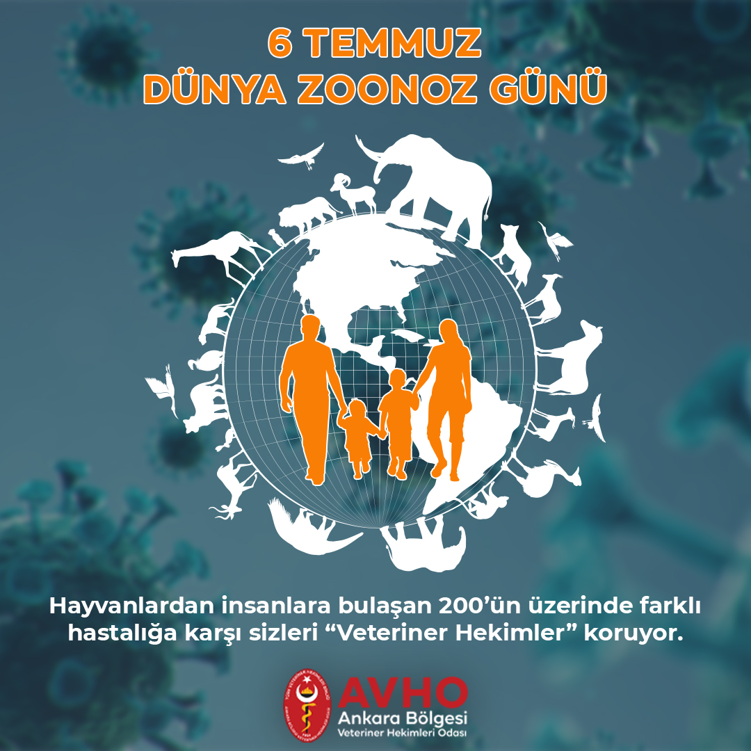 🦠Dünya Zoonoz Günü

Covid-19 ve benzeri salgınların yaşanmaması ve zoonotik hastalıkların insanlara geçişini önlemek için aktif önlemlerin alınması gerekmektedir.

Tüm bu önlemler alınırken "Veteriner Hekimler" en önemli meslek grubudur.
