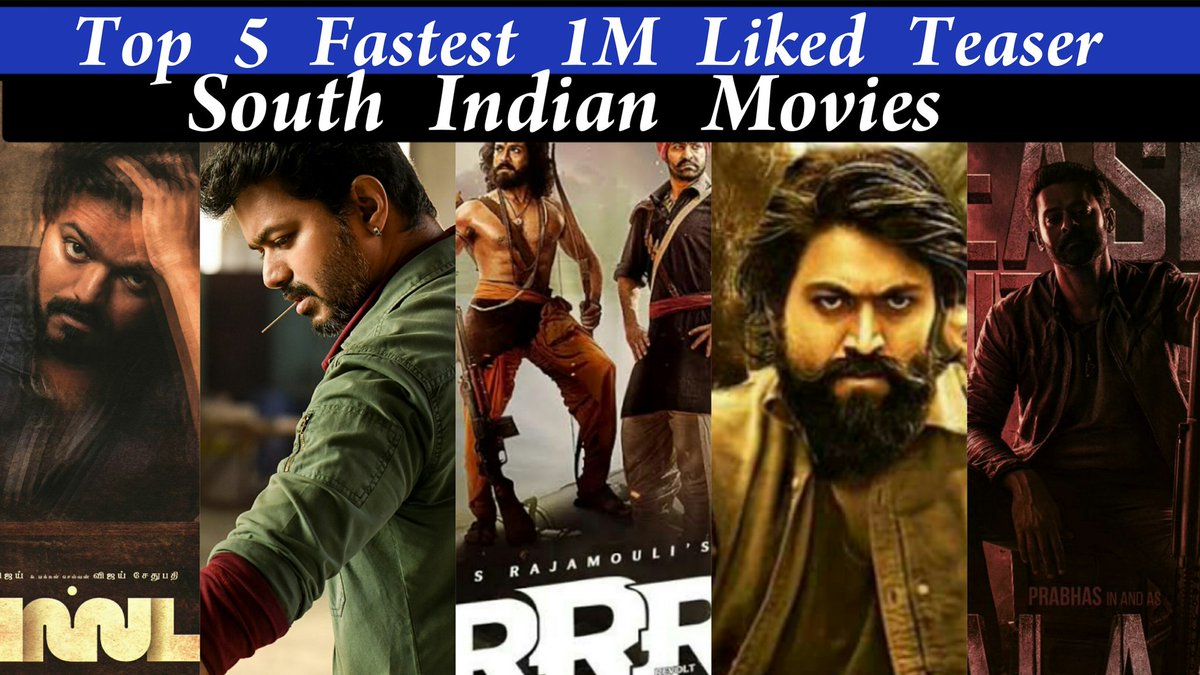 Cinema_Boss's tweet photo. Top 5 Fastest 1M Liked Teaser South Indian Movies
https://t.co/32oa1gdoFF
#Master #RRR #Kgf2 #Salaar #Sarkar #1mlikes #YouTube https://t.co/wSWDNfWu4I