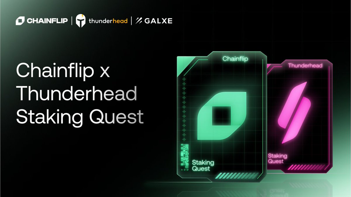 What happens when Chainflip meets @ThunderheadWrld? stFLIP, a liquid staked version of our native FLIP token. Go through the motions on Testnet to learn how to stake FLIP through Thunderhead and experience their product in action. Available on @galxe 🌌. galxe.com/ChainflipLabs/…