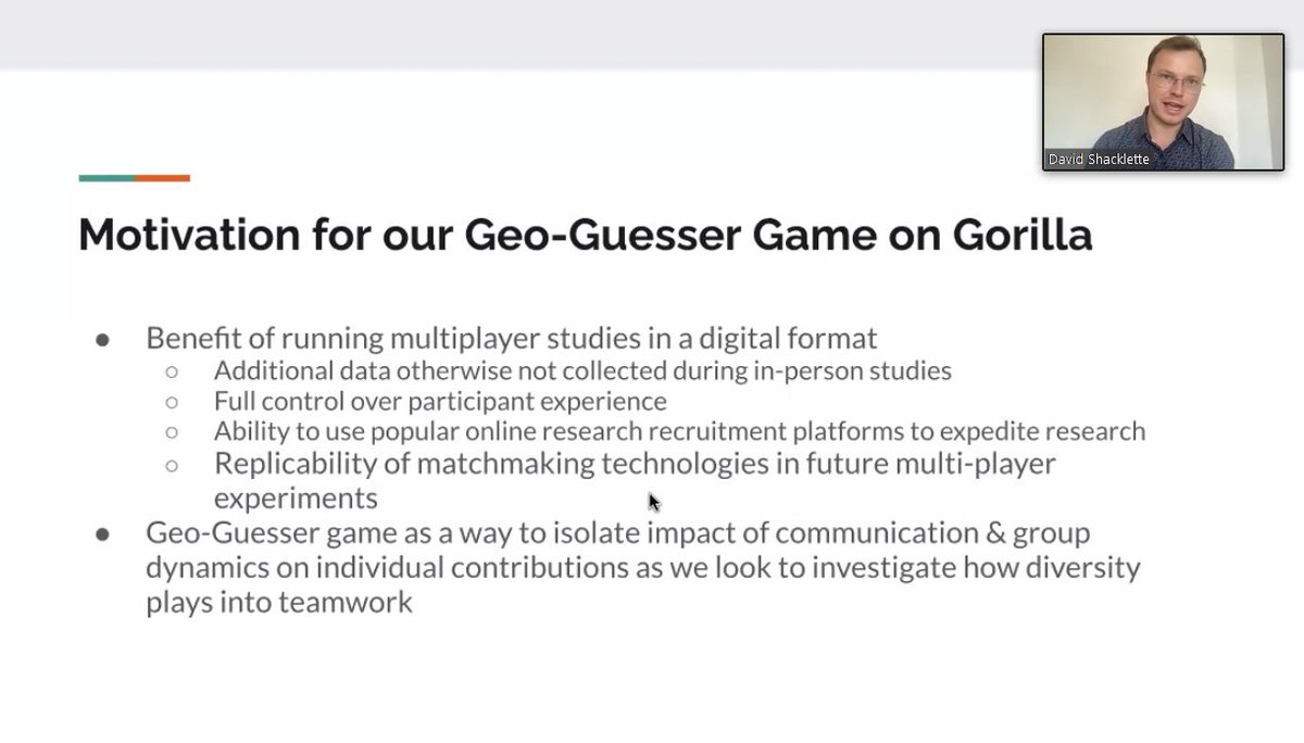 Insightful summary of the benetifs of running #multiplayer studies #online from David Shacklette from <a href="/Harvard/">Harvard University</a> <a href="/Kennedy_School/">Harvard Kennedy School</a> who created their Geo-Guesser Game using <a href="/GorillaPsyc/">Gorilla Experiment Builder</a> multiplayer tools!🗺📌