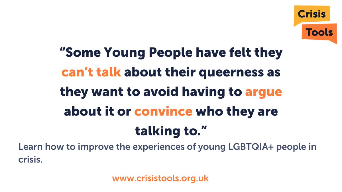 🗣️“A safe space is somewhere I can get away and decompress, where I don’t have to worry about people listening in, and what their response may be”

Join us in our new LGBTQIA+ guides module “Barriers to Access”, as we explore the world of safe spaces!🌈✨

crisistools.org.uk/training/lgbtq…