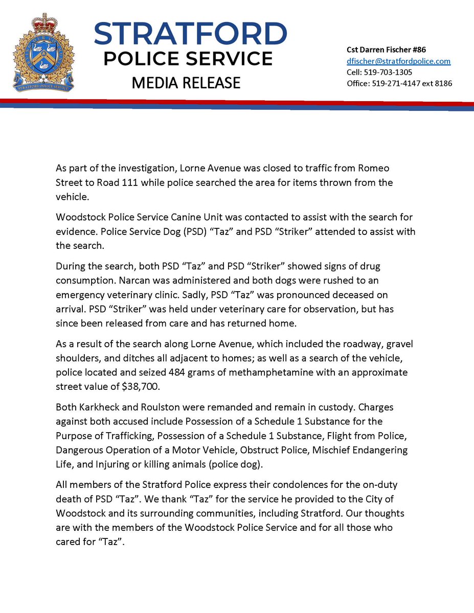 Stratford Police Service tweet media