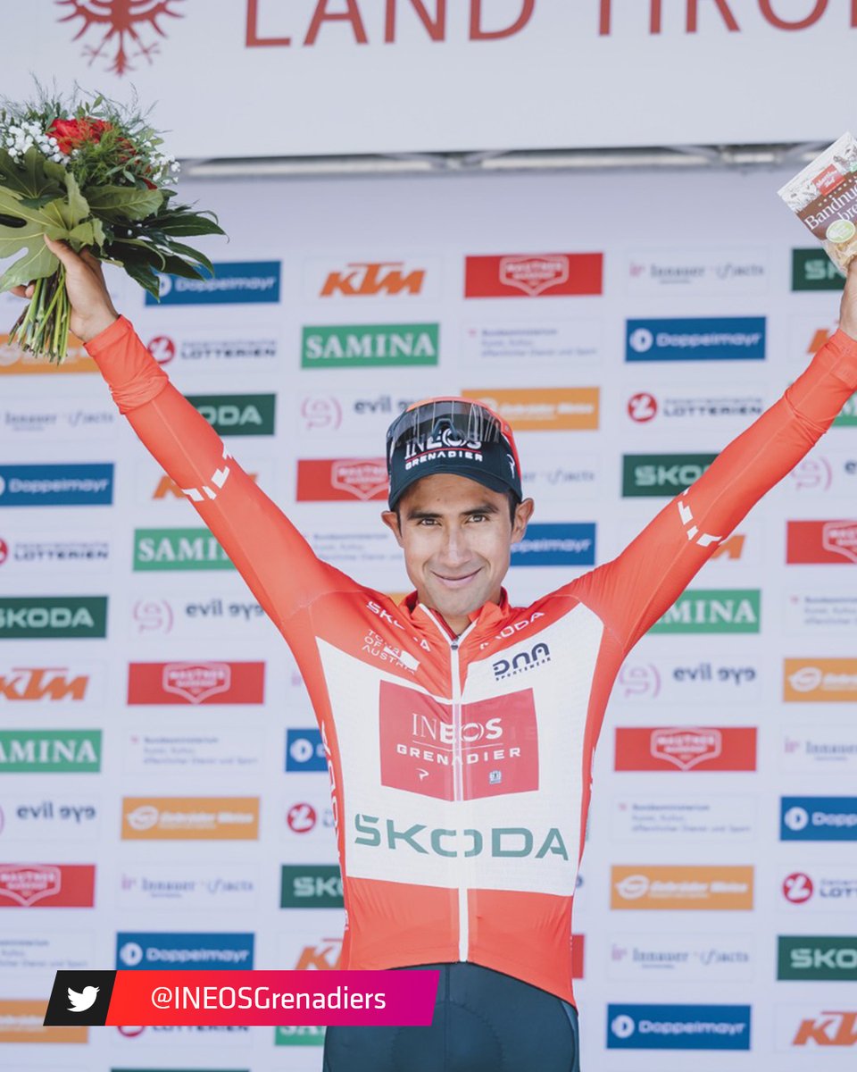 ESPNCiclismo's tweet photo. ¡Jhonatan #Narvaéz es el nuevo CAMPEÓN del #TourDeAustria! El ciclista ecuatoriano se adueñó de la competencia y para no dejar dudas ganó también la quinta y última etapa. 🔥🙌

El podio de la clasificación general fue para Jason #Osborne y Jesús David #Peña. 👏 https://t.co/cm6ukxtWeW