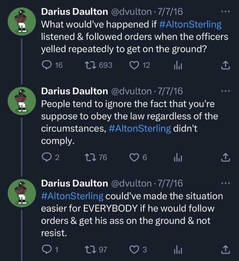 Darius Dalton thoughts on #AltonSterling  wow .