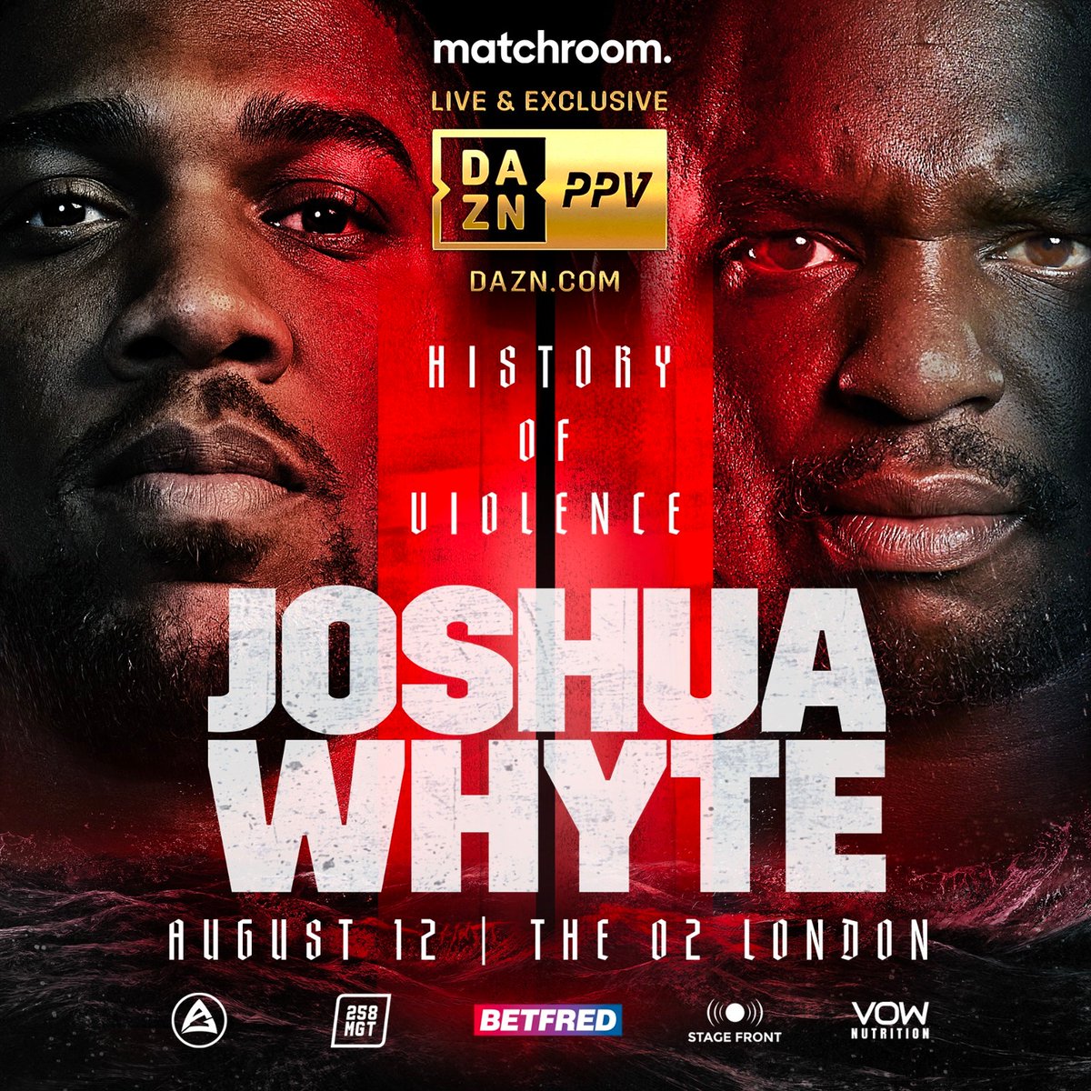 MatchroomBoxing's tweet photo. 𝙃𝙄𝙎𝙏𝙊𝙍𝙔 𝙊𝙁 𝙑𝙄𝙊𝙇𝙀𝙉𝘾𝙀 🛡️

@anthonyjoshua &amp; @DillianWhyte collide once again! 

August 12 at @TheO2 live on @DAZNBoxing PPV 💥

#JoshuaWhyte2 https://t.co/L5JkPY7z58