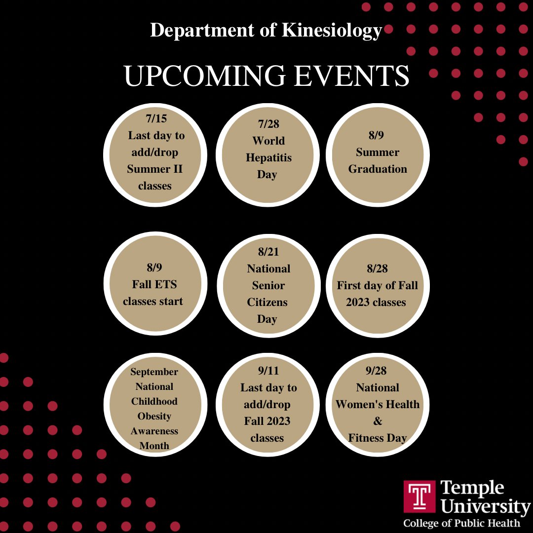 Temple_Kines's tweet photo. A few more exciting things on the horizon before students are back on campus! #TempleMade #MovementIsMedicine #PhysicalActivity #publichealth https://t.co/W2VgePAsQp