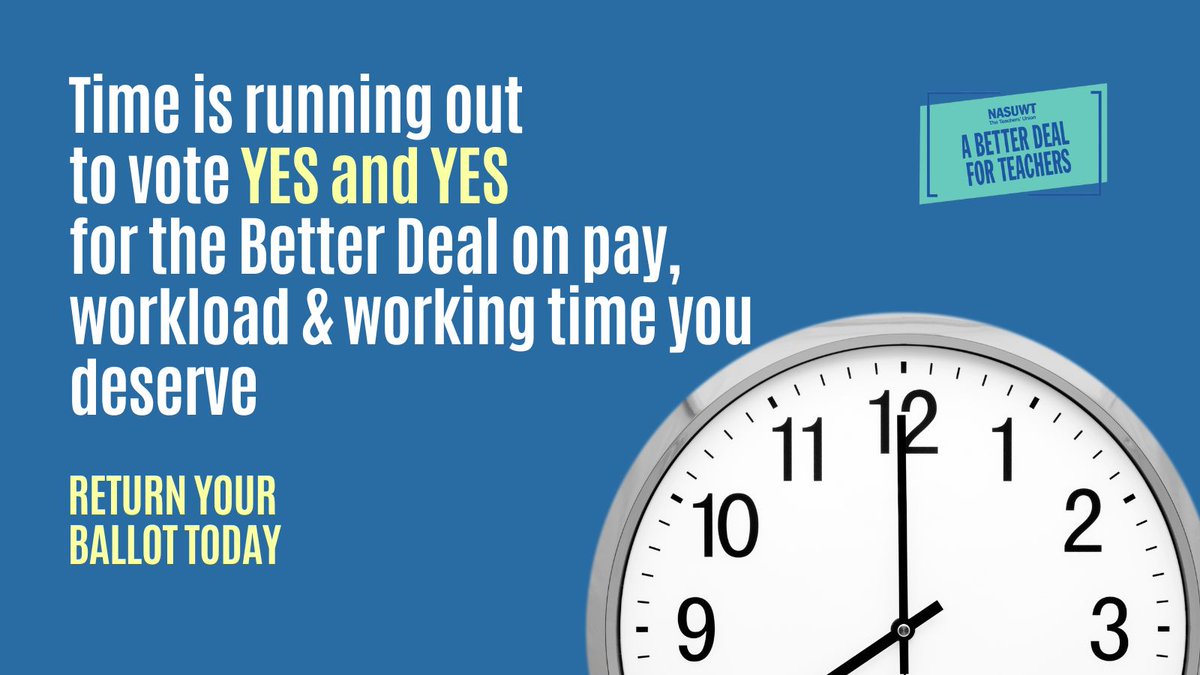 Ballot closes on Monday. 
This is your final reminder to get any remaining ballot papers in the post today.

#betterdealforteachers