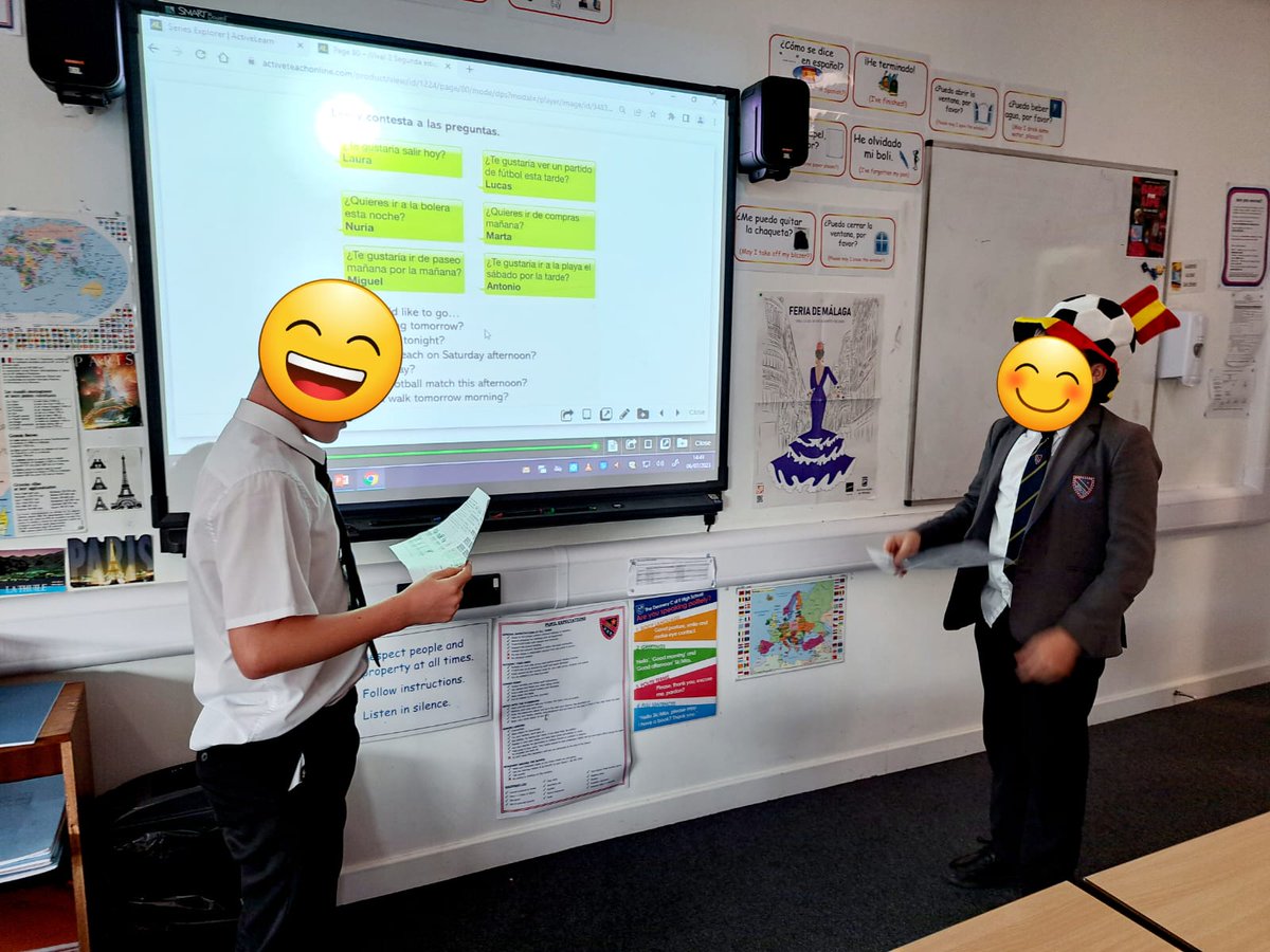 DeaneryLanguage's tweet image. Year 8 Spanish have been acting out dialogues where they invite each other to go out and accept or decline 💬🇪🇸 @deaneryhigh
