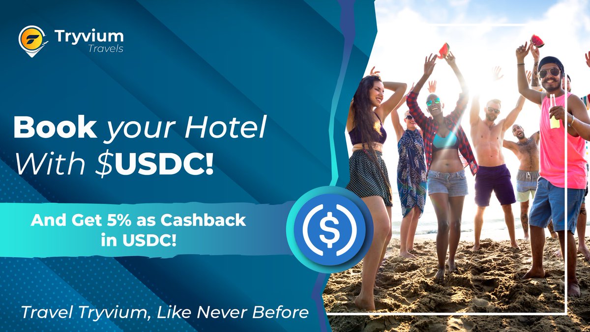 Hello Travelers!

You can now discover the best #destinations over the #World using your stablecoins #USDC!
🧭 💼 ✈️ 💰 

Book and get your 5% as #cashback in $USDC! 💙

To travel is tastier with #Tryvium🤑

Visit and #book on tryvium.io 👈

#crypto #rewards