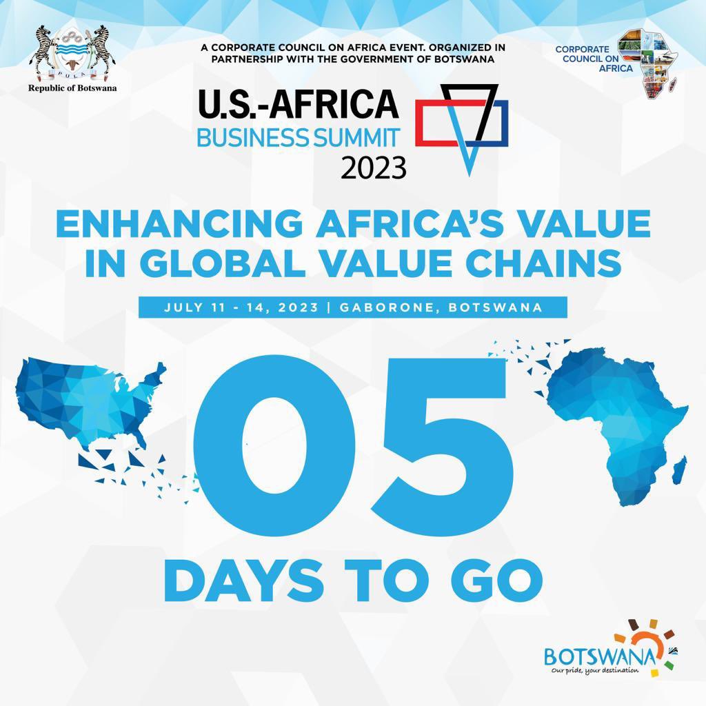 BusinesssBotsPR's tweet photo. #Countdownhasbegan #5days until the #USAfricaBizSummit. Get ready to unlock new opportunities, forge partnerships&amp;shape the future of business across continents.

Online registration closes on July, 7 2023. Register now at: https://t.co/QuvQqD3pl6 

See you at #USAfricaBizSummit! https://t.co/ZxtLpjL6Z5