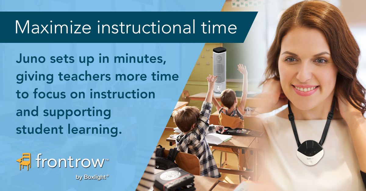 gofrontrow's tweet photo. Teachers need all the time they can get to maximize #studentlearning. Juno #classroomaudio sets up in minutes so the teacher can focus on what's most important - teaching.
Learn more: https://t.co/LjPYEIWd2D
#audio #audiosolution #classroomtech #edtech #edtechchat https://t.co/oKjYrby7TE