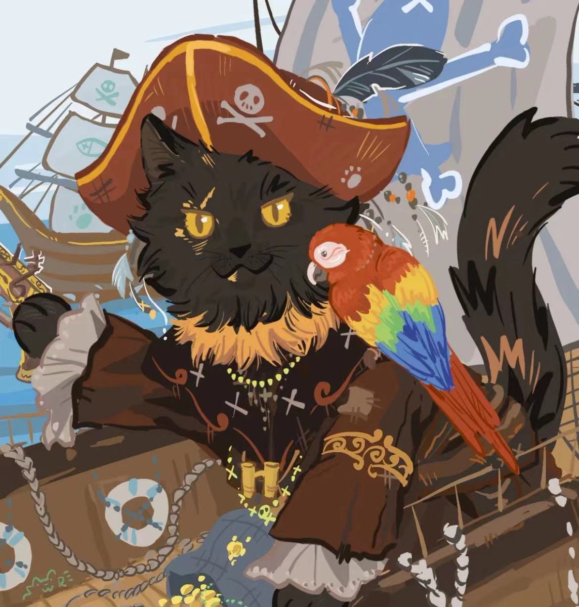 Clipper_DEX's tweet photo. Art by: Saul (Mohammed the Pirate Cat) https://t.co/JPiRsglmrA