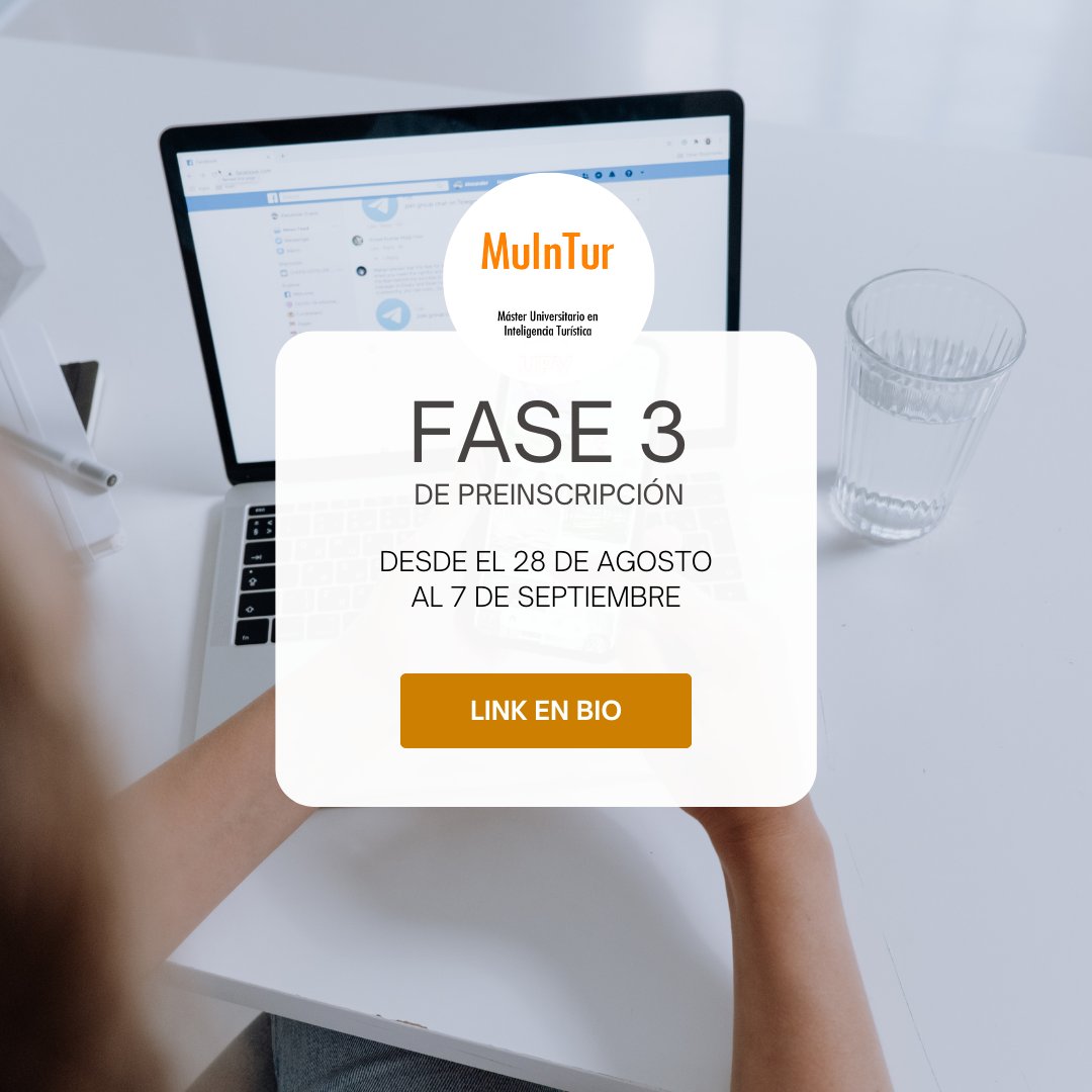 masterInTur's tweet photo. ⚠️Aviso⚠️ 

🔜Empieza el segundo período y último de inscripciones de esta última y tercera fase. 

⚠️Definitivamente ya sí que es la última, ya no habrán ni más períodos ni más fases por lo que no os descuidéis⚠️

ℹ️Más info en la bioℹ️

#fase3 #preinscripciónUPV #Campusgandia https://t.co/RLQAjwvzeX