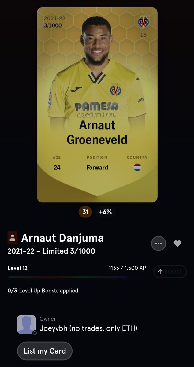 @Danjuma I really like you as a player and person(based on what I have seen in your interviews. For example at VI) That's why I invested EUR50 for your Sorarecard. The current value is eur 10. So I hope you are gonna play more at your (new) club. Or you can compensate me with a shirt 😉😊