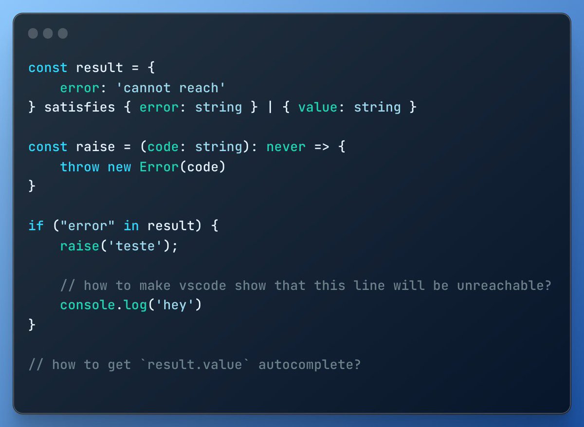thawandotdev's tweet photo. @mattpocockuk @heyImMapleLeaf Hey Matt, that "raise" function could be use for early returns like the "redirect" function from next 13?

Example:
https://t.co/xV5y2RozZR https://t.co/TChUWFFAit