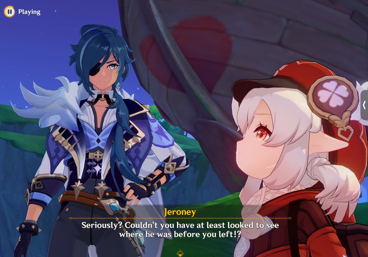 Ayla_on's tweet photo. Kaeya is the best brother ever, this absolutely made my heart melt. He saw how distraught Klee was from their fighting and stepped in. I wonder if Diluc used to protect him, like Kaeya protects Klee now…😢 https://t.co/ihEzOB1LXV