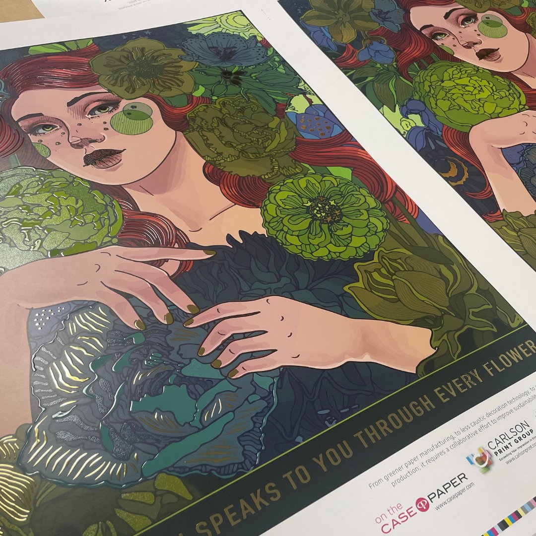 Congratulations to the team at Carlson Print Group for recognition by the FSEA @foil_fx for their Scodix piece, which won the bronze award for Best Use of Foil/Embossing in the category of Client Promotion/Brochure – Mother Earth Amplify Poster.